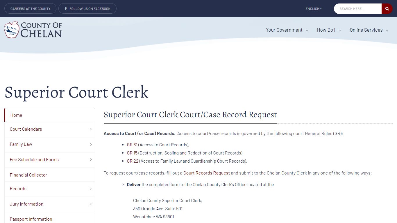 Superior Court Clerk - Chelan County, Washington