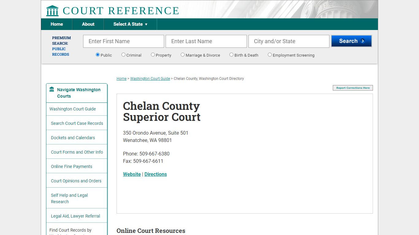 Chelan County Superior Court - Courtreference.com